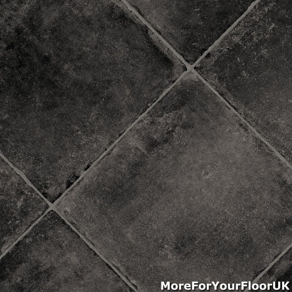 Black Diamond Tile Vinyl Flooring Roll FELTBACK LINO 4m | eBay