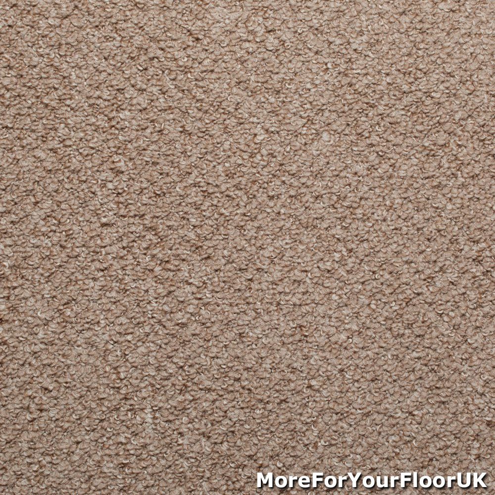Beige Carpet, Hardwearing Stain Resistant Berber Loop Pile, Feltback