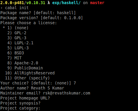 Cabal init