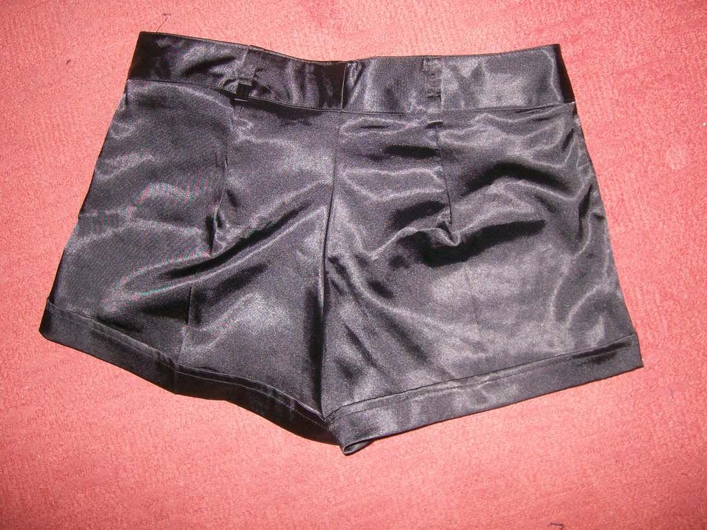 black satin hot pants