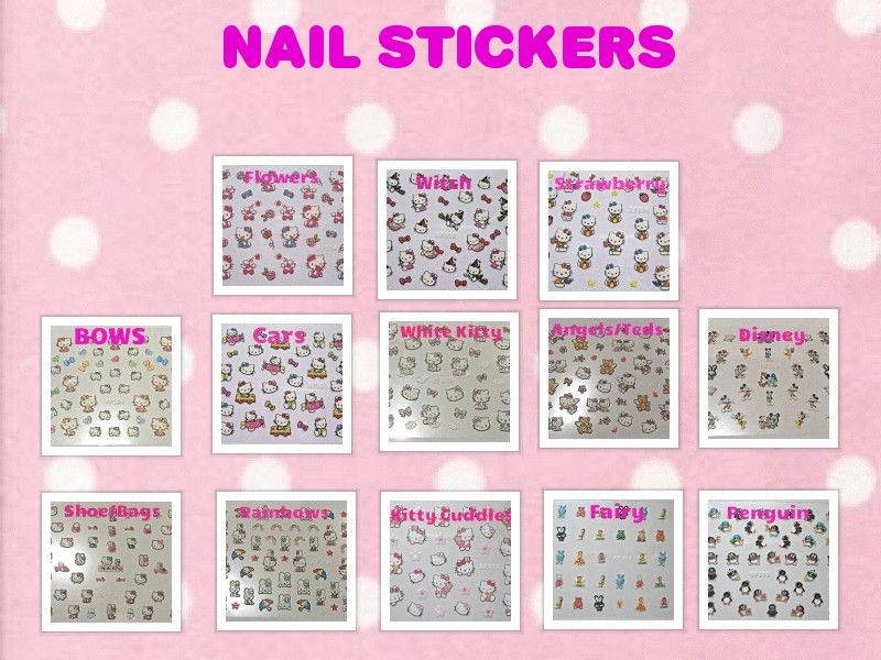 *UK*GLITTER HELLO KITTY/DISNEY NAIL STICKERS/ART/TIP LADIES/KIDS/CHILDRENS/GIRLS eBay