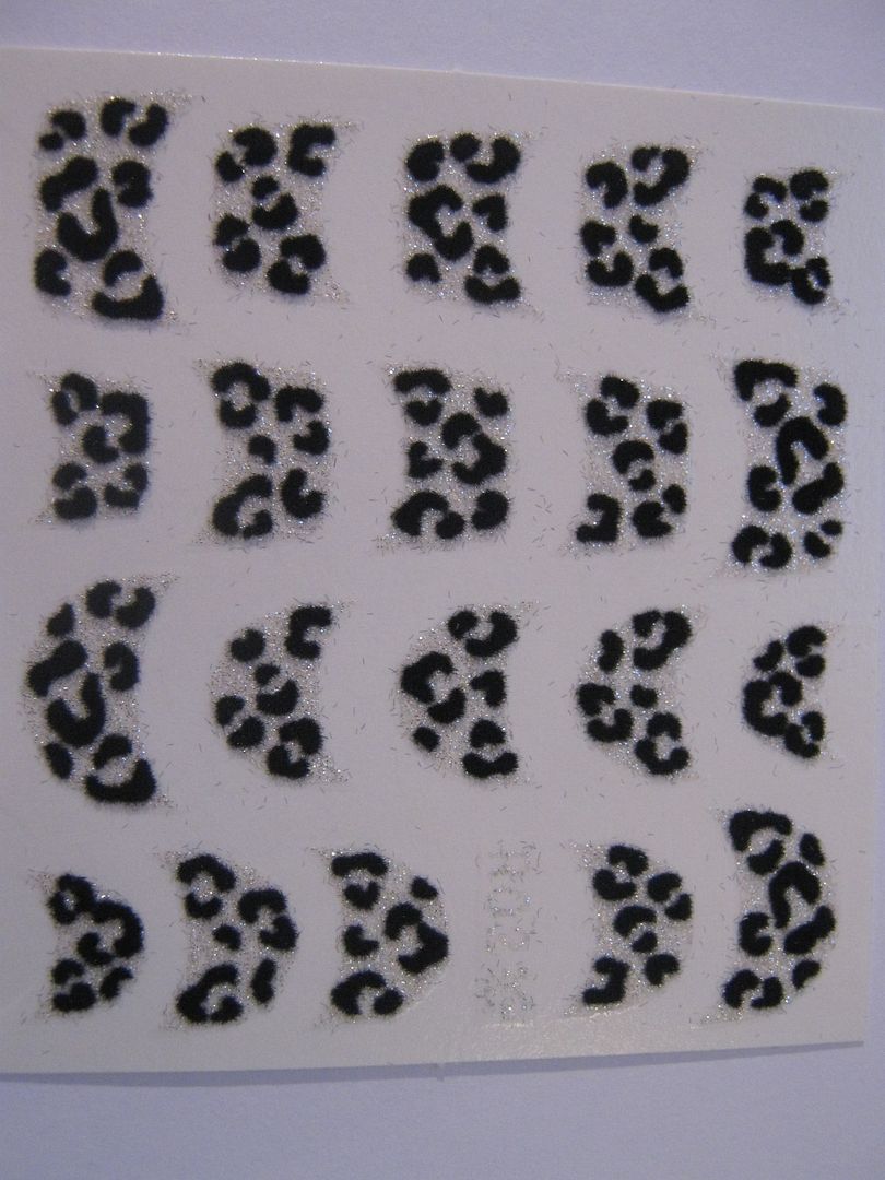 ONE PACK FINGER NAIL TIP STICKER/ART/DECAL FLUFFY + GLITTER LEOPARD/TIGER PRINT - Picture 11 of 11
