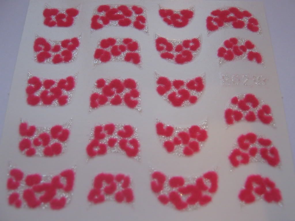 ONE PACK FINGER NAIL TIP STICKER/ART/DECAL FLUFFY + GLITTER LEOPARD/TIGER PRINT - Picture 4 of 11