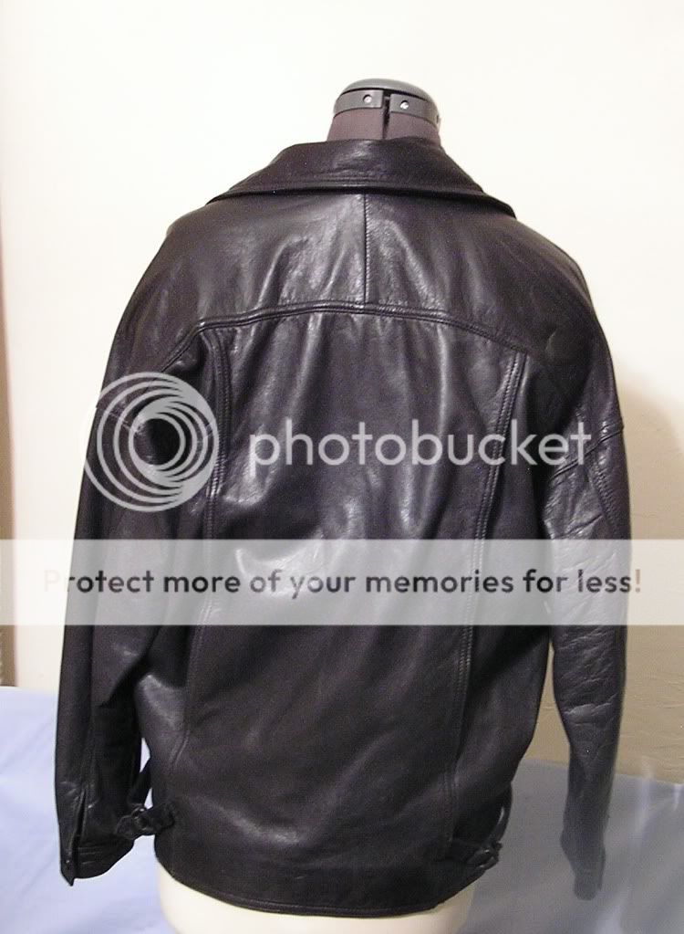 Mens Bermans Black Leather Jacket 2 Pockets Waist Buckles Sz s 42 