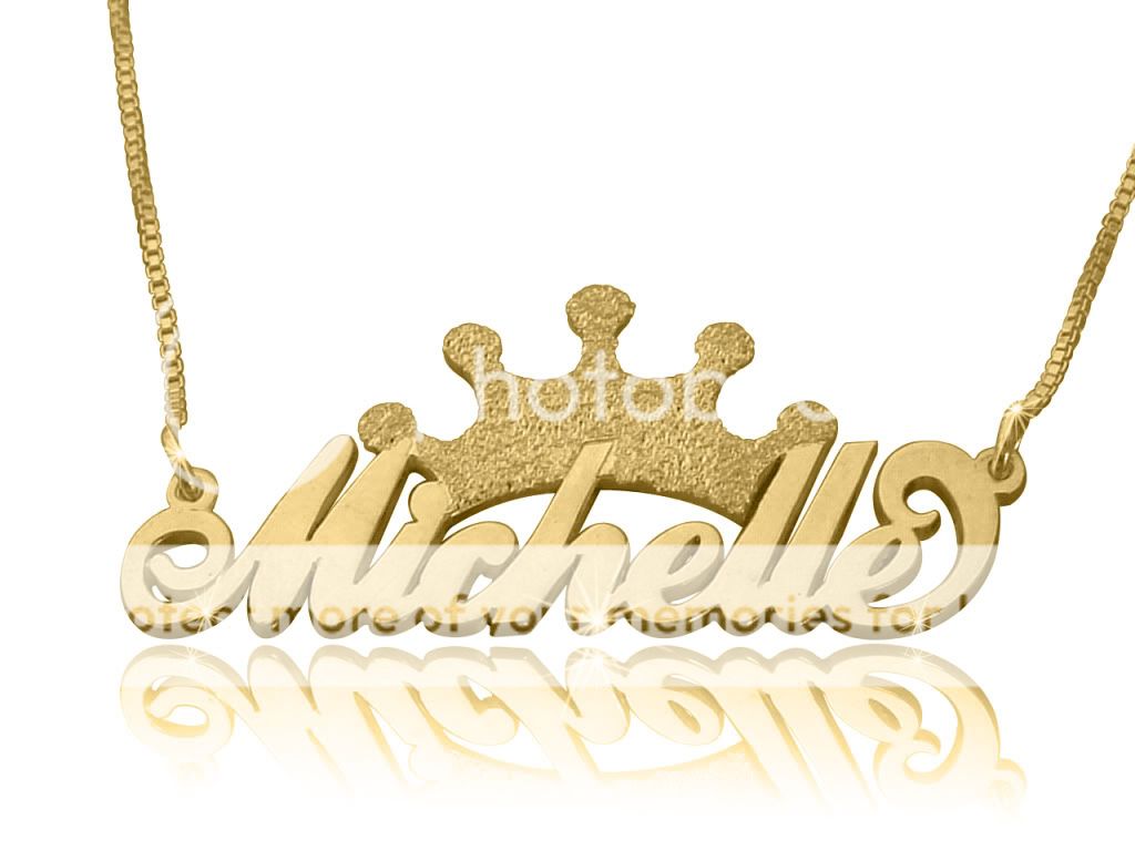 Charm Jewelry Gold Name Necklace Name Plate King Crown Personalised 