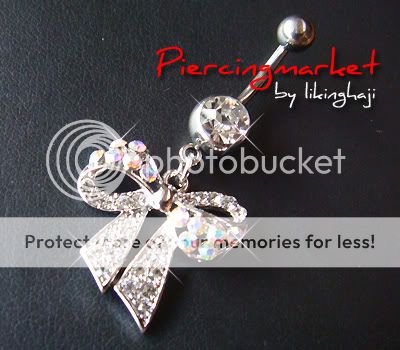 14g Dangle Bow Belly Button Navel Rings Ring Bar body piercing GIFT 